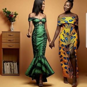 Yellow & Blue African Print Gown by TrueFond Ghana